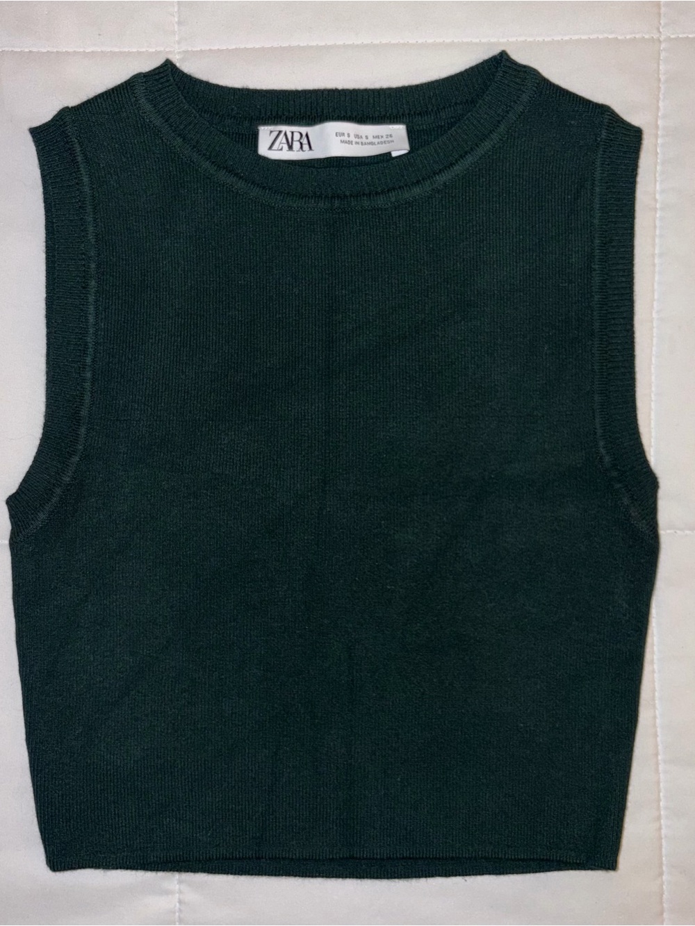 ZARA Forest Green Ribbed Knit Top